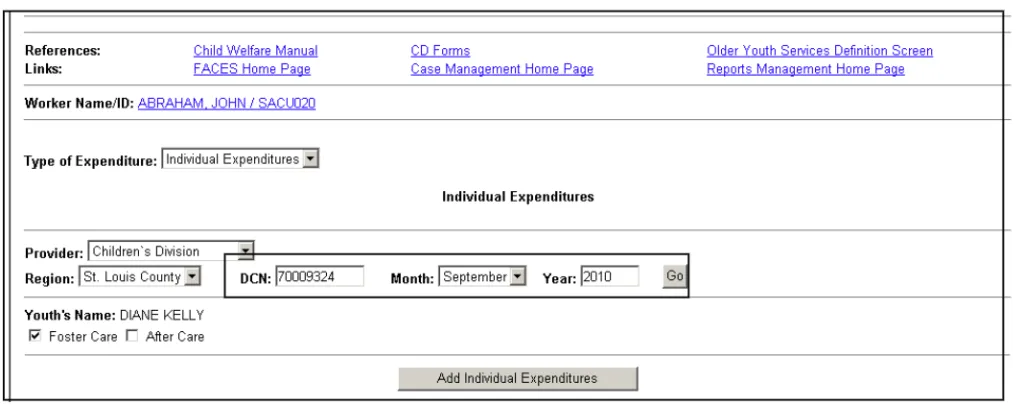 individual expenditure