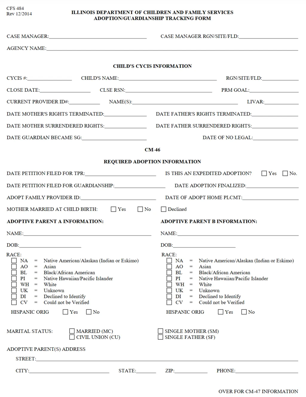 ADOPTION/GUARDIANSHIP TRACKING FORM