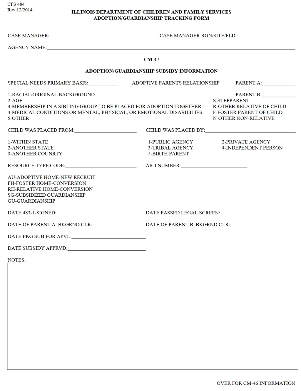 ADOPTION/GUARDIANSHIP TRACKING FORM