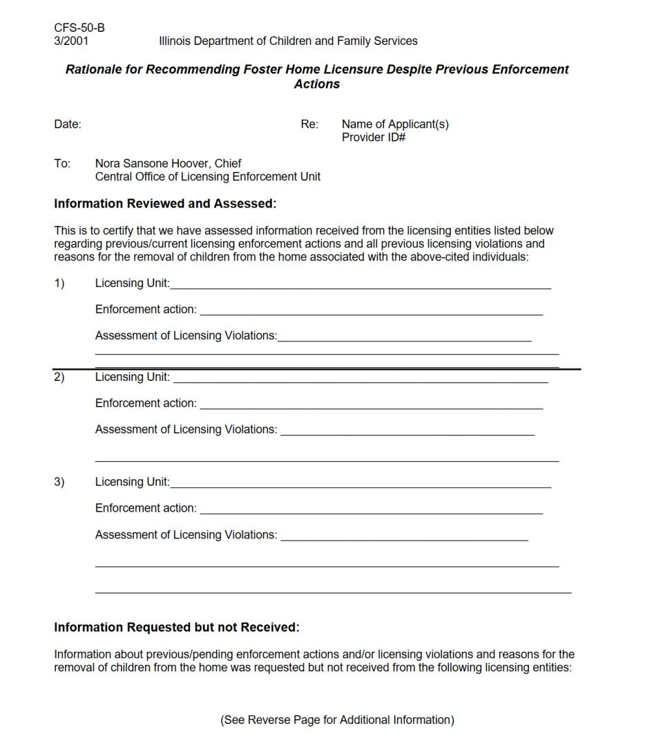 Rationale for Recommending Foster Home Licensure Despite Previous Enforcement Actions