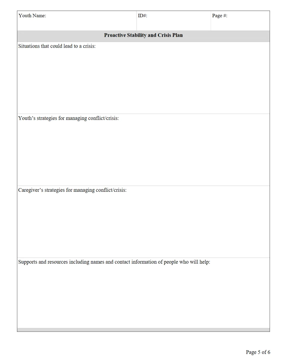 CLINICAL INTERVENTION FOR PLACEMENT PRESERVATION (CIPP) Action Plan (Page 5)